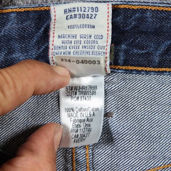 True Religion Avery Jeans Womens 25 Blue Distressed Button Fly Made USA Y2K - Picture 9 of 10